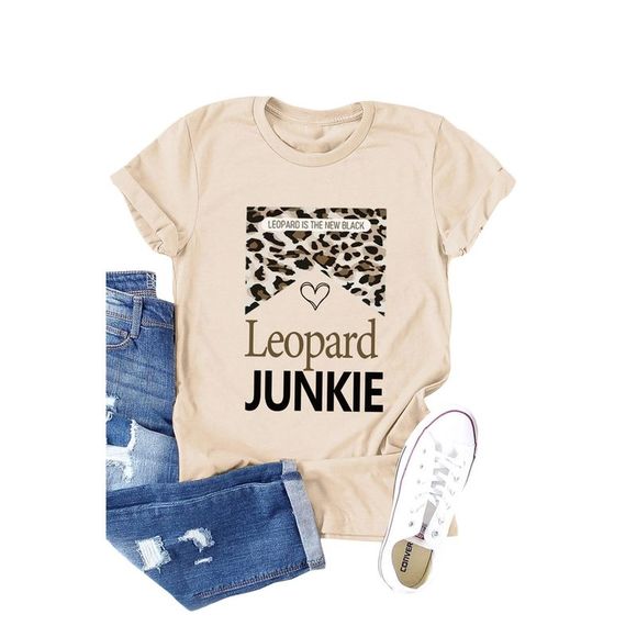 Azura Exchange  Khaki Leopard JUNKIE Graphic T Shirt - Picture 2 of 3